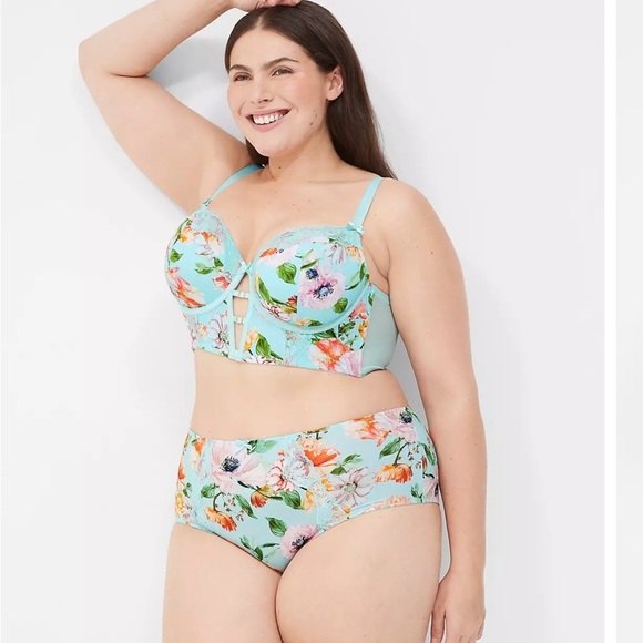 Cacique Other - CACIQUE Floral Printed Boost Balconette Longline Bra 44H
